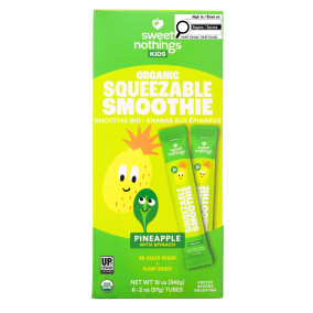 Sweet Nothings Organic Kids Smoothie Pineapple With Spinach, 6 Pack