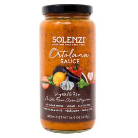 Front of SOLENZI Vegetable Rose Sauce - Vegan Rose Sauce - Vegan Cream Sauce - No Added Sugar Tomato Sauce - Gluten Free Pasta Sauce