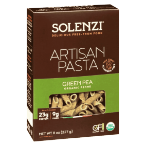 SOLENZI Gluten Free Artisan Pasta Green Pea Penne, 227g