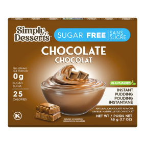 Front of Simply Desserts Sugar Free Chocolate Pudding (previously known as Simply Delish), 48g