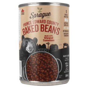 Front of Sprague Prince Edward County Baked Beans With Stewed Tomatoes