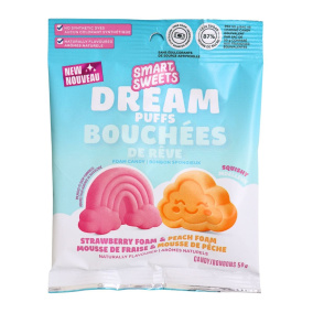 SmartSweets Low Sugar Gummies Dream Puffs Strawberry & Peach Foam Front of package