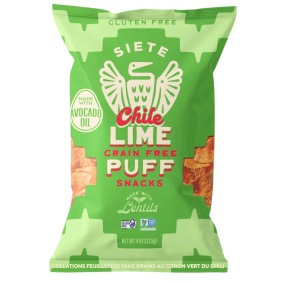 Front of Siete Grain-Free Puff Snacks Chile Lime, 113g