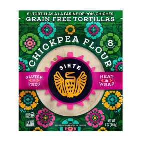 Front of Siete Grain Free Chickpea Flour Tortilla