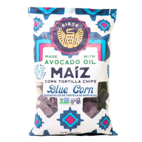 Front of Siete Maiz Blue Corn Tortilla Chips - Gluten Free Tortilla Chips - Tortilla Chips Avocado Oil - Avocado Oil Chips