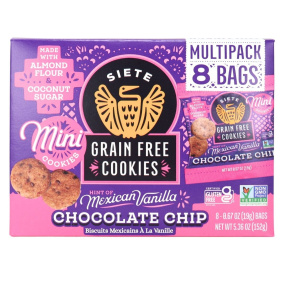 Siete Grain Free Mini Cookies Mexican Vanilla Chocolate Chip, 8 Pack