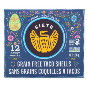 Front of Siete Grain Free Taco Shells - Gluten Free Taco Shell - Paleo Taco Shells - Vegan Taco Shells