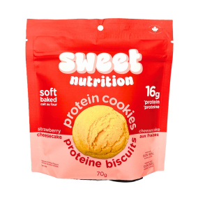 Front of Sweet Nutrition Protein Cookies Strawberry Cheesecake