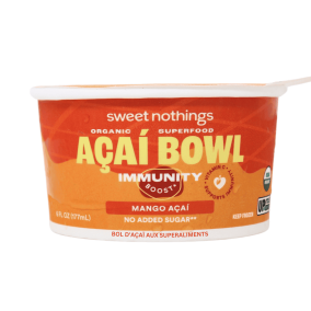 Front of Sweet Nothings Organic Superfood Acai Bowl Mango -  Acai Fruit Bowl -Superfood Snacks - Superfood Acai Bowl
