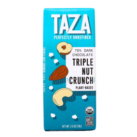 Taza Stone-Ground Organic 70% Dark Chocolate Bar Triple Nut Crunch, 70g