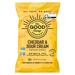 Front of The Good Crisp Company Gluten-Free Chips Crinkle Cut Chips Cheddar And Sour Cream Chips - Sour Cream And Cheddar Ruffles - Sour Cream Chips - Crinkle Cut Chips