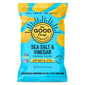 Front of The Good Crisp Company Crinkle Cut Potato Chips Gluten-Free Potato Chips Sea Salt & Vinegar - Gluten Free Chips Canada - Crinkle Cut Potato Chips - Healthy Potato Chips