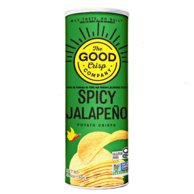 Front of The Good Crisps Company Gluten-Free Spicy Jalapeno Potato Chips - Gluten Free Potato Chips - Healthy Potato Chips - Spicy Chips Canada