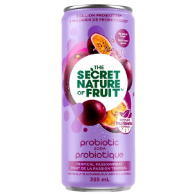 The Secret Nature Of Fruit No Added Sugar Probiotic Soda Tropical Passionfruit, 355ml