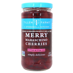 Tillen Farms Pitted & Stem-On Merry Maraschino Cherries, 383g