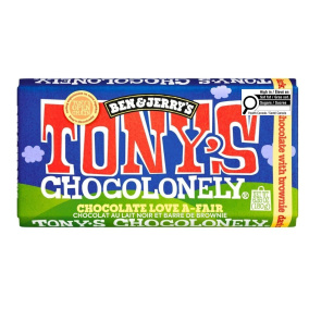 Front of Tony Chocolonely Chocolate Ben And Jerry's Fudge Brownie Chocolate Bar - Fair Trade Chocolate - Best Chocolate Brand