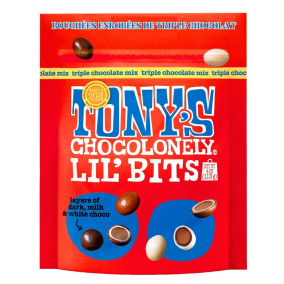 Front of Tony's Chocolonely Lil' Bits Triple Chocolate Bites