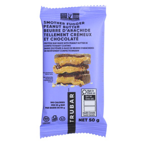 Front of TRUBAR Protein Bar Smother Fudger Peanut Butter - Gluten Free Vegan Protein Bars - Vegan Protein Bars Canada - Best Tasting Protein Bars