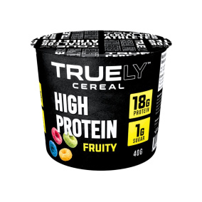 Front of Truely Cereal Protein Cereal Cups Fruity