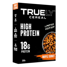 Front of Truely Cereal High Protein Cereal Maple Donut Cereal