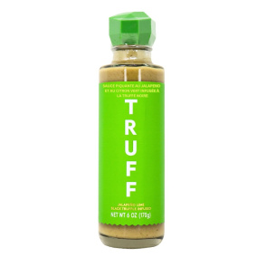 Front of TRUFF Hot Sauce Jalapeno Lime Black Truffle infused Hot Sauce