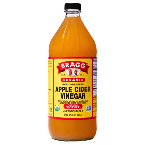 Front of Bragg Organic Apple Cider Vinegar - Raw Organic Apple Cider Vinegar - Organic Apple Cider Vinegar with The "Mother"