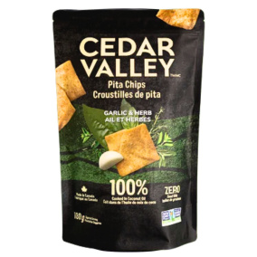 Front of Cedar Valley Pita Chips Garlic And Herbs
