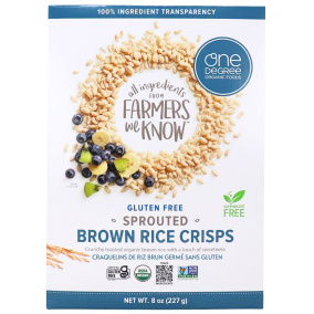Front of One Degree Gluten-Free Organic Sprouted Brown Rice Crisps, 227g