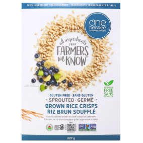 Front of One Degree Gluten-Free Sprouted Brown Rice Crisps - Organic Cereal - Glyphosate Free Cereal - Gluten Free Breakfast