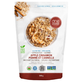 Front of One Degree Organic Foods Gluten-Free Sprouted Apple Cinnamon Instant Oatmeal, 510g
