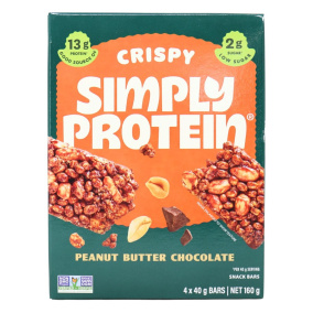 Front of Simply Protein Gluten Free Crispy Snack Bars Peanut Butter Chocolate - Simply Protein Protein Bars - Gluten Free Protein Bar - Peanut Butter Protein Bar