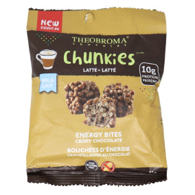 Front of Theobroma Chocolat Crispy Chocolate Energy Bites Latte