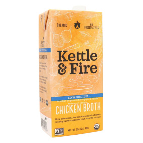 Front of Kettle & Fire Low Sodium Free-Range Chicken Cooking Broth, 907g