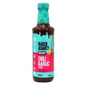 Front of Naked & Saucy Organic Chili Garlic