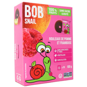Front of Bob Snail Healthy Fruit Snack Natural Dried Fruit Roll Ups Fruit Leather Apple Raspberry - Fruit Snacks For Kids - Fruit Strips