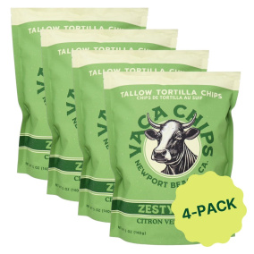 Vaca Chips Handmade Tortilla Chips made with Beef Tallow Zesty Lime 4-Pack Canada Front