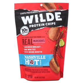 Front of WILDE Protein Chips Nashville Hot - Healthy Chicken Chips - Keto Chicken Chips - Low Carb Protein Chips