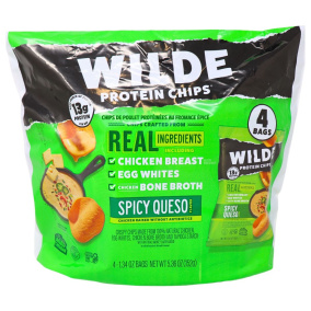 Front of WILDE Chips - Chicken Chips - High Protein Chips - WILDE Protein Chips - Spicy Queso