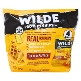 Front of WILDE Protein Chips Snack Packs Chicken & Waffles - Keto Chicken Chips - Keto Protein Chips - Low Carb Protein Chips