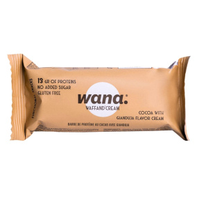 Front of Wana Protein Wafer Bar - Gluten Free Protein Bar - Gianduja Chocolate - Wana Waff And Cream Bar