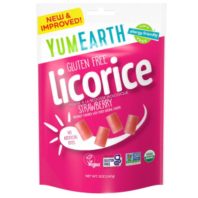 Front of YumEarth Gluten-Free Organic Licorice Strawberry, 142g