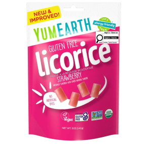 Front of YumEarth Gluten-Free Organic Licorice Strawberry, 142g