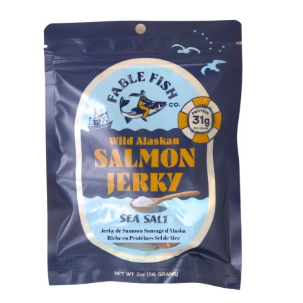 Fable Fish Co. High-Protein Wild Alaskan Salmon Jerky Sea Salt Front