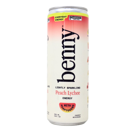 Benny Sparkling Yerba Mate Energy Drink Peach Lychee Front