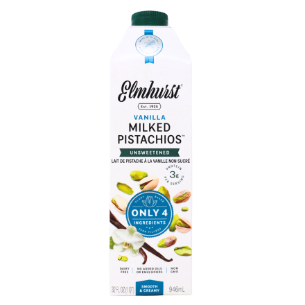 Elmhurst Unsweetened Vanilla Pistachio Milk Front