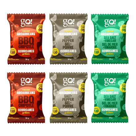 Go! Beanz High Protein Roasted Broadbeans Snack Variety 6-Pack Front