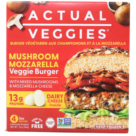 Actual Veggies Mushroom Mozzarella Veggie Burger Front