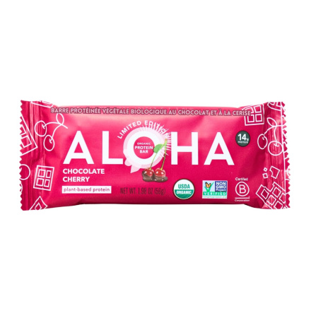 ALOHA Organic Plant-Based Protein Bar Chocolate Cherry Front