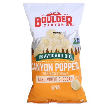 Boulder Canyon Canyon Poppers Made With Avocado Oil Aged White Cheddar Front