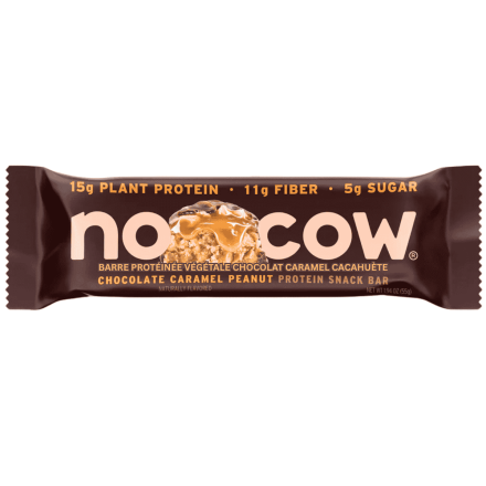Front of No Cow Plant-Based Protein Bar Chocolate Caramel Peanut - Gluten Free Vegan Protein Bars - Vegan Protein Bars Canada - Best Tasting Protein Bars